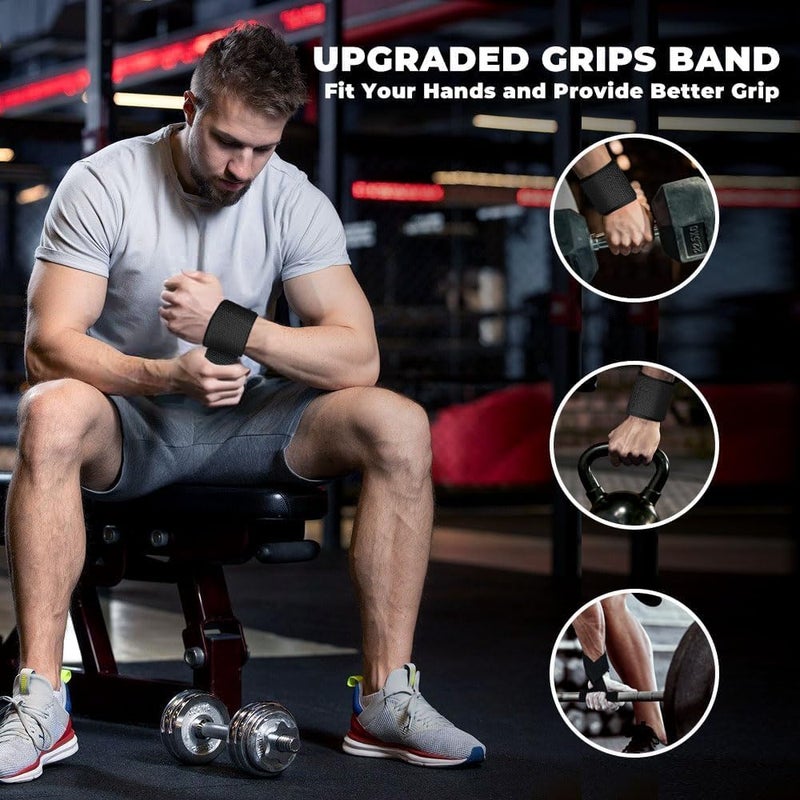 WSAKOUE Lifting Straps  Weightlifting Straps  Deadlift Straps with Padded Neoprene for Power Lifting  Bodybuilding  Gym Workout  Strength Training & Fitness Workout - Black - Image 4
